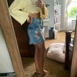 High waisted embroidered skirt